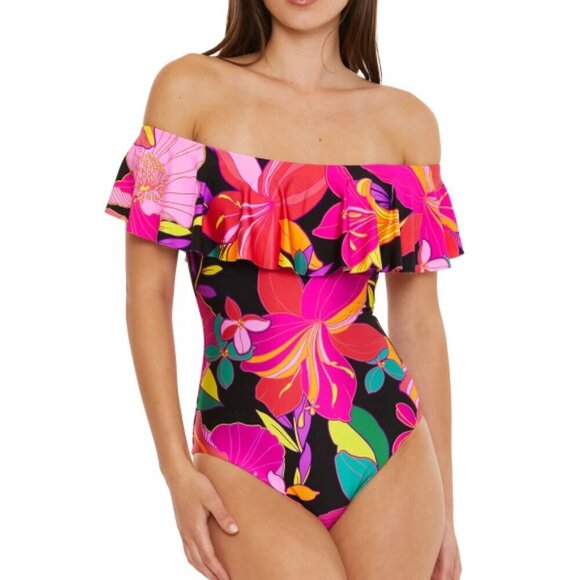 Trina Turk 'Solar' Ruffle Off-Shoulder One-Piece Swimsuit, Multicolor - Picture 1 of 2